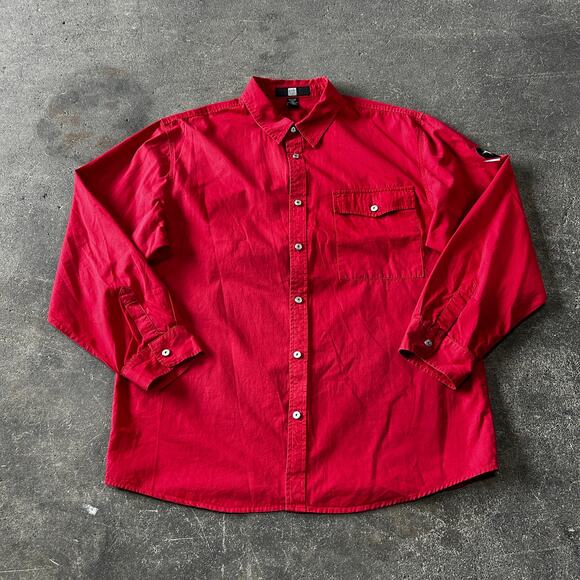 Vintage Y2K Girbaud Shirt Mens 2XL XXL Red Urban Street Embroidered City Marithe - Picture 3 of 7